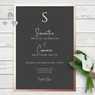 Schwarze moderne elegante Minimalistik Folieneinladung
