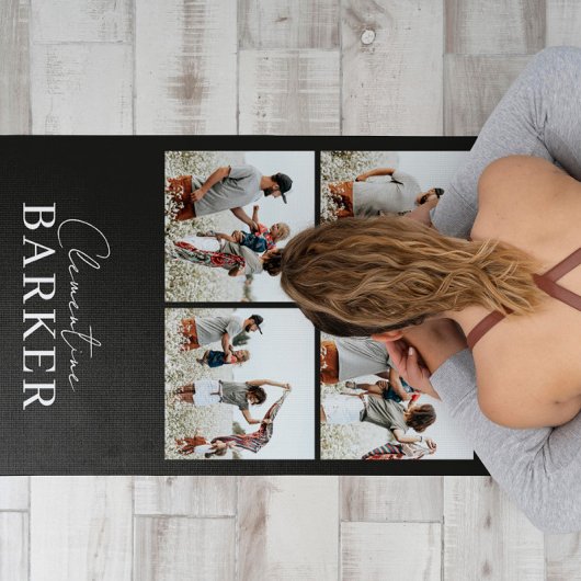 Schwarze, moderne, elegante MultiFoto-Collage Yogamatte
