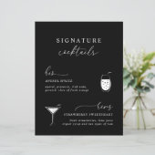 Schwarze Moderne Elegante Signature Cocktails Sign (Stehend Vorderseite)