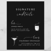 Schwarze Moderne Elegante Signature Cocktails Sign (Vorderseite)