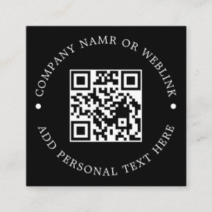 Schwarze moderne Geschäftskennung mit QR-Code Quadratische Visitenkarte