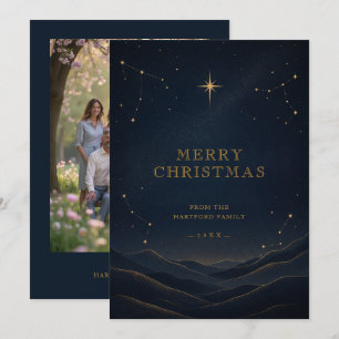 Schwarze moderne himmlische Weihnachts-Gold-Foto T Feiertagskarte