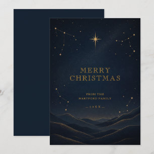 Schwarze moderne himmlische Weihnachtskarte Gold T Feiertagskarte