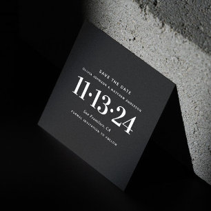 Schwarze moderne Hochzeit. Minimalistische einfach Save The Date
