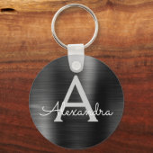 Schwarze, moderne Imitate Monogramm aus rostfreiem Schlüsselanhänger (Vorderseite)