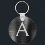 Schwarze, moderne Imitate Monogramm aus rostfreiem Schlüsselanhänger<br><div class="desc">Moderner und eleganter Schwarzer Imitat Edelstahl Metallic Eleganter Schlüsselanhänger. Diese Schlüsselanhänger können so angepasst werden,  dass sie Ihren Anfangs- und Vornamen enthalten. Diese Schlüsselketten machen Geburtstags-,  Brautparty- oder Junggeselinnen-Abschied-Favoriten großartig.</div>