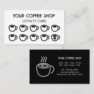 Schwarze moderne Kaffeetassen für Kaffeeshop-Kunde Treuekarte