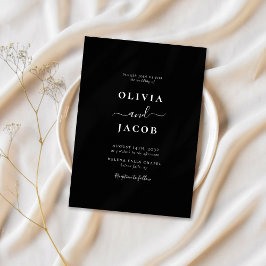 Schwarze moderne Kalligrafie Script Elegante Hochz Einladung