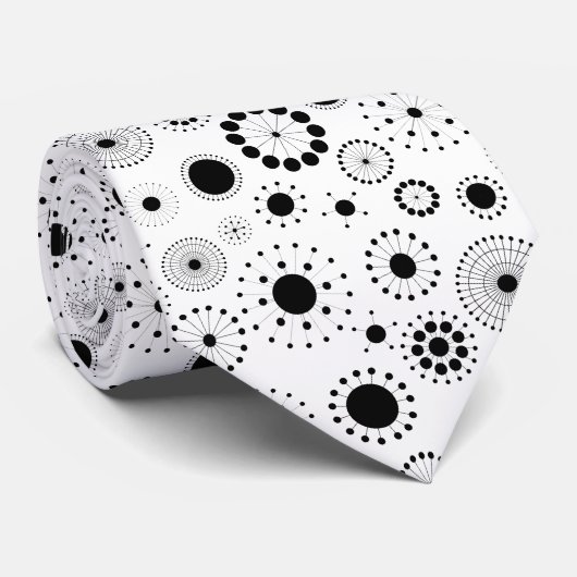 Schwarze, moderne Kreise im weißen Hintergrund Krawatte (Gerollt)