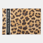 Schwarze moderne Leoparden-Druck-Küchentücher Hand Geschirrtuch (Horizontal)