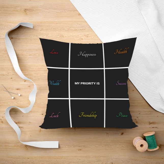 Schwarze Moderne meine Priorität ist Kissen (Von Creator hochgeladen)