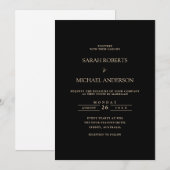 Schwarze Moderne Minimal einfache Gold Script Hoch Einladung (Vorne/Hinten)