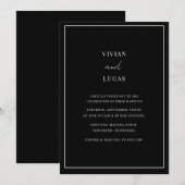 Schwarze Moderne Minimalhochzeit Einladung (Vorne/Hinten)