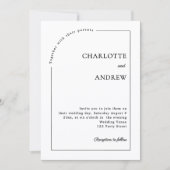 Schwarze moderne minimalistische Hochzeit Einladung (Vorderseite)