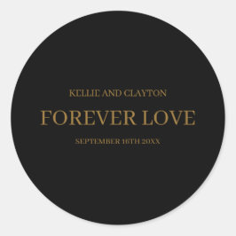 Schwarze moderne Minimalistische Hochzeit Runder Aufkleber