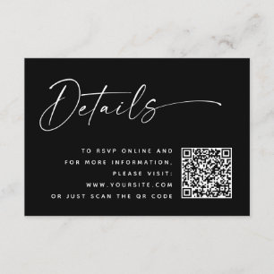 Schwarze, moderne Minimalistische Hochzeitdetails  Begleitkarte