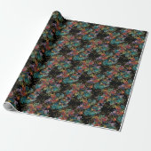 Schwarze moderne Multicolor mit falschem Glitter Geschenkpapier (Ungerollt)