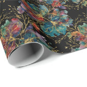 Schwarze moderne Multicolor mit falschem Glitter Geschenkpapier (Rolleneckpunkt)
