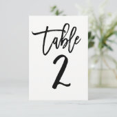 Schwarze moderne Schrift-Tabellennummer 2 im Trend Einladung (Stehend Vorderseite)