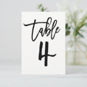 Schwarze moderne Schriftart Table Number 4 Einladung (Stehend Vorderseite)