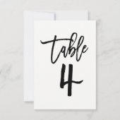Schwarze moderne Schriftart Table Number 4 Einladung (Rückseite)