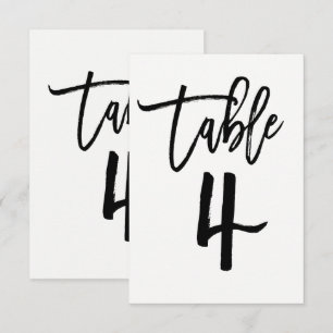 Schwarze moderne Schriftart Table Number 4 Einladung