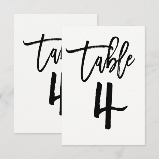Schwarze moderne Schriftart Table Number 4 Einladung (Vorne/Hinten)