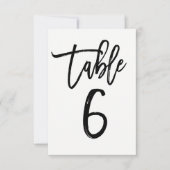 Schwarze moderne Schriftart Table Number 6 Einladung (Vorderseite)