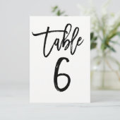 Schwarze moderne Schriftart Table Number 6 Einladung (Stehend Vorderseite)