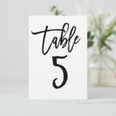Schwarze moderne Schriftart-Tischnummer 5 Einladung (Stehend Vorderseite)