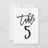 Schwarze moderne Schriftart-Tischnummer 5 Einladung (Rückseite)