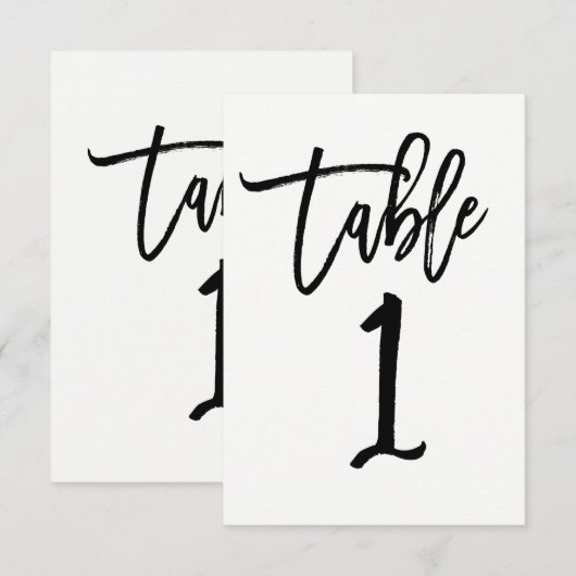 Schwarze moderne Schriftart-Trend-Tabellennummer 1 Einladung (Vorne/Hinten)