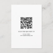 Schwarze, moderne Schriftzeichen auf weißer Hochze Begleitkarte (Rückseite)