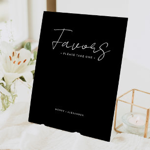 Schwarze moderne Script-Gastgeschenke Hochzeiten Sockelschild