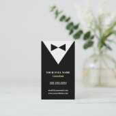 Schwarze moderne Smokings-Visitenkarten Visitenkarte (Stehend Vorderseite)