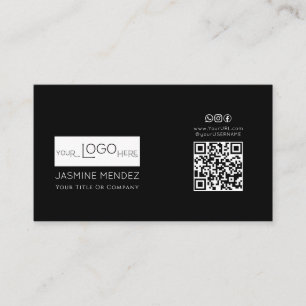 Schwarze moderne soziale QR-Code-Symbole Visitenkarte