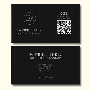 Schwarze moderne soziale QR-Code-Symbole   Visitenkarte