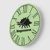 Schwarze moderne Stegosaurus-Silhouette Große Wanduhr (Winkel)