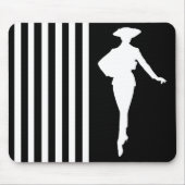 Schwarze, moderne Streifen mit Mode-Silhouette Mousepad (Vorne)