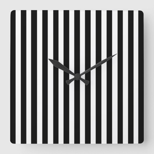 Schwarze, moderne Streifen Quadratische Wanduhr (Vorderseite)