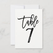 Schwarze moderne trendige Script-Tischnummer 7 Einladung (Rückseite)