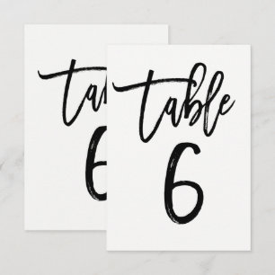 Schwarze moderne trendy Schriftart Tisch Nummer 6 Einladung