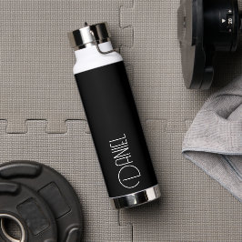 Schwarze moderne Typografie Personalisiert Trinkflasche