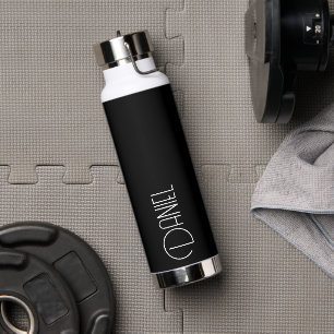 Schwarze moderne Typografie Personalisiert Trinkflasche
