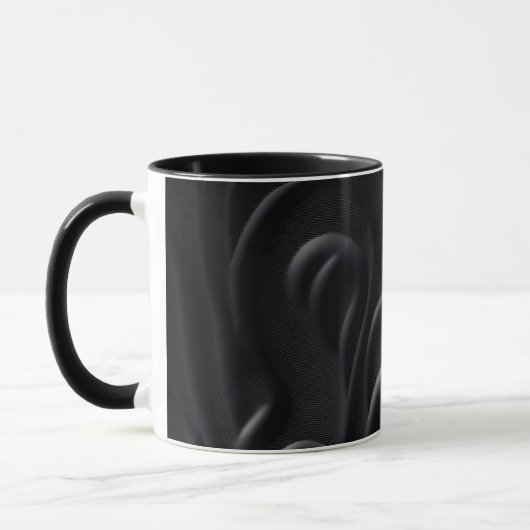 Schwarze, moderne und fantasievolle Textur Kaffeem Tasse (Links)