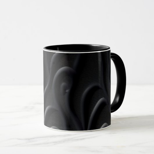 Schwarze, moderne und fantasievolle Textur Kaffeem Tasse (VorderseiteRechts)