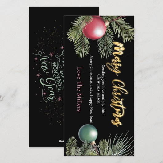 Schwarze, moderne Weihnachtskarten Feiertagskarte (Vorne/Hinten)