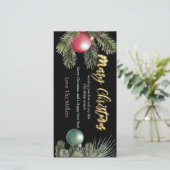 Schwarze, moderne Weihnachtskarten Feiertagskarte (Stehend Vorderseite)