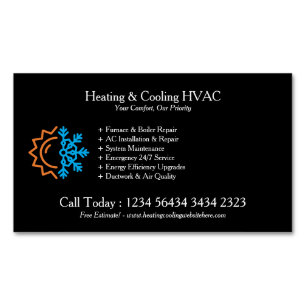 Schwarze moderne weiße Heizung und Kühlung Magnetische Visitenkarte