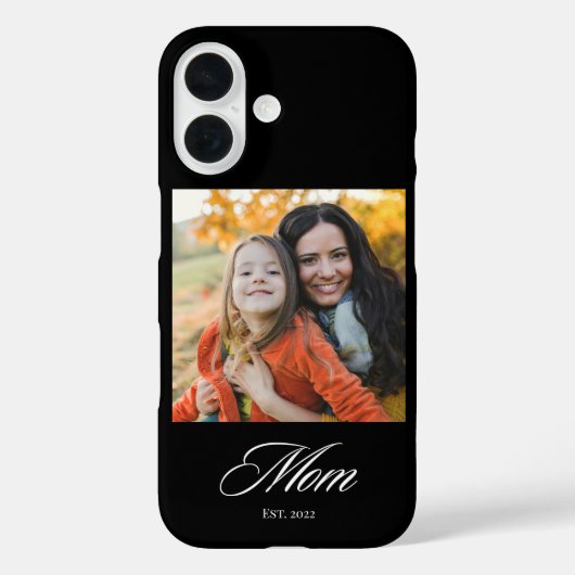 Schwarze Mom Established Elegant Script Foto Case-Mate iPhone Hülle (Rückseite)